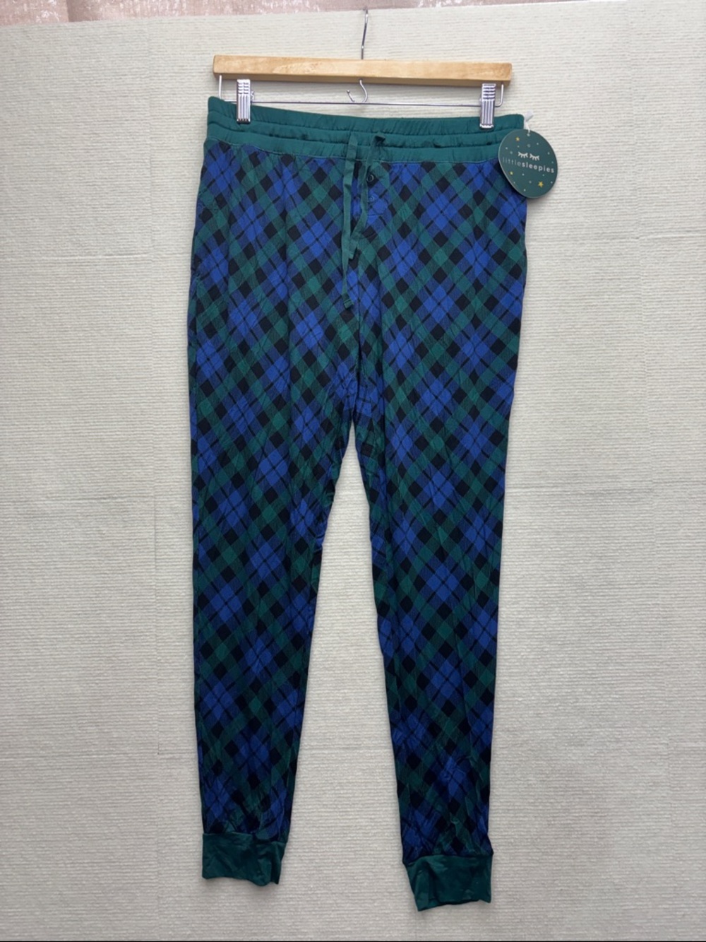 New Little Sleepies | Green & Navy Plaid Jogger Pants pajamas